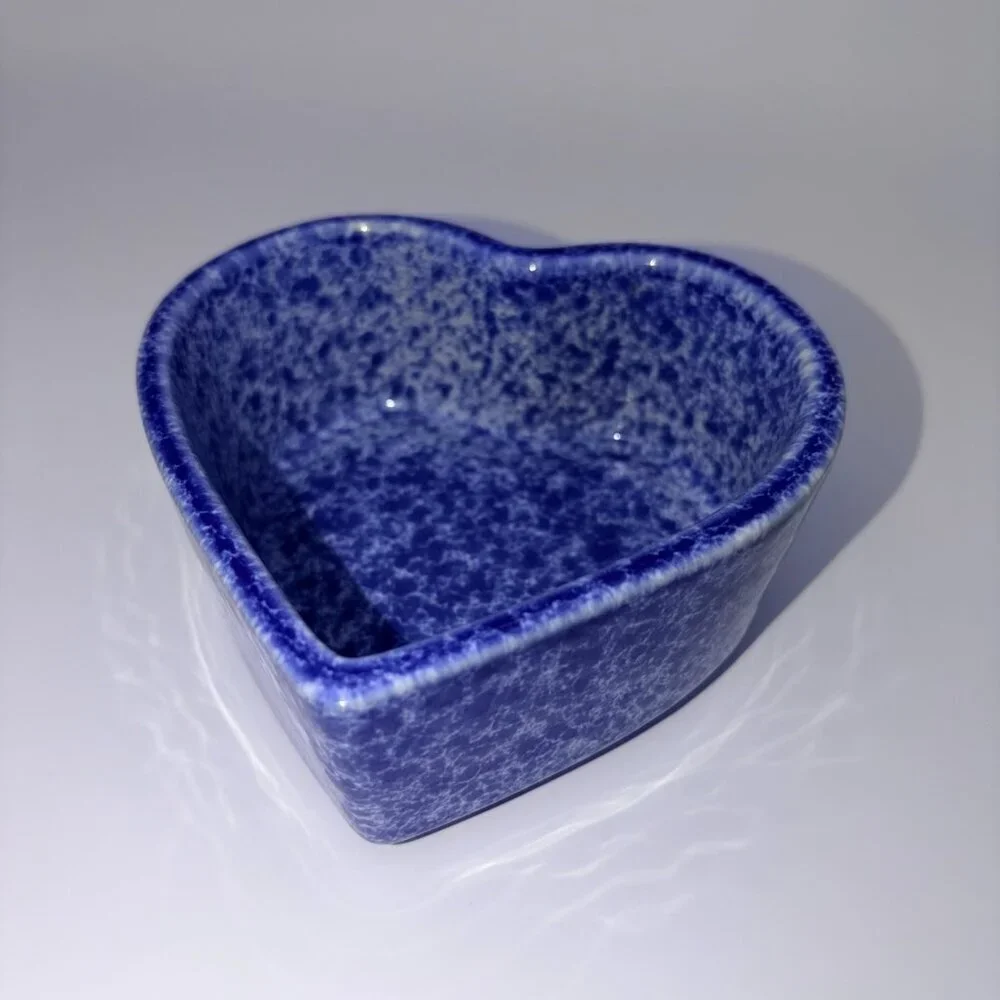 Cache Stoneware Blue Heart Bowls | Made in Portugal | Set of 2